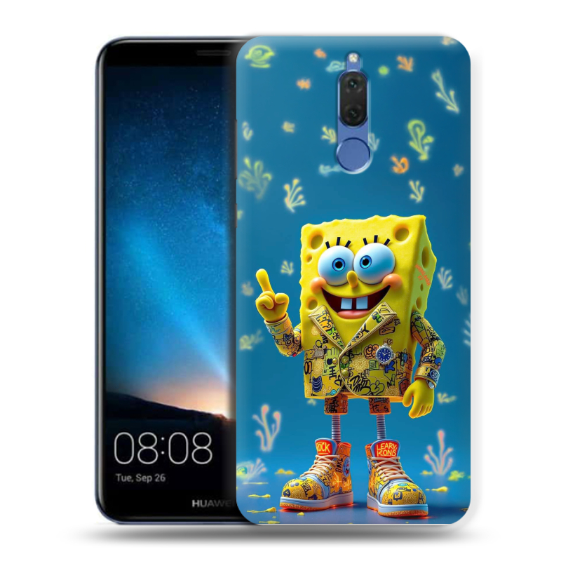 Силиконовый чехол на Huawei Nova 2i с принтом Спанч боб Спанчбоб Силиконовый чехол на Huawei Nova 2i с принтом Спанч боб Спанчбоб