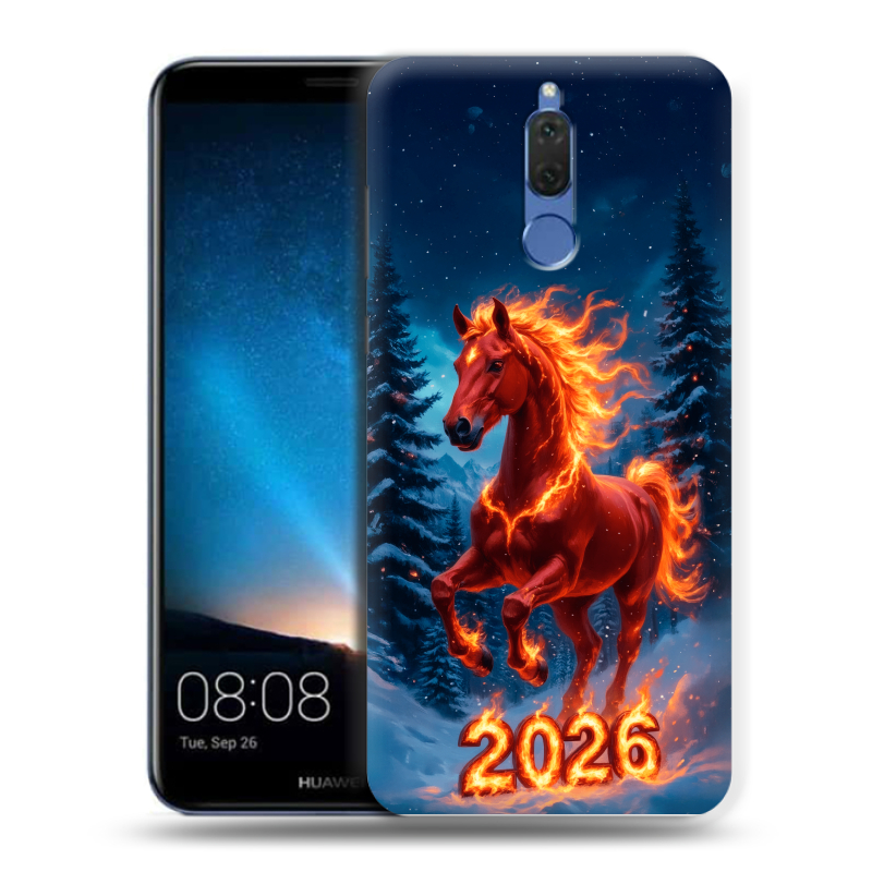 Силиконовый чехол на Huawei Nova 2i с принтом Новый год коня Силиконовый чехол на Huawei Nova 2i с принтом Новый год коня