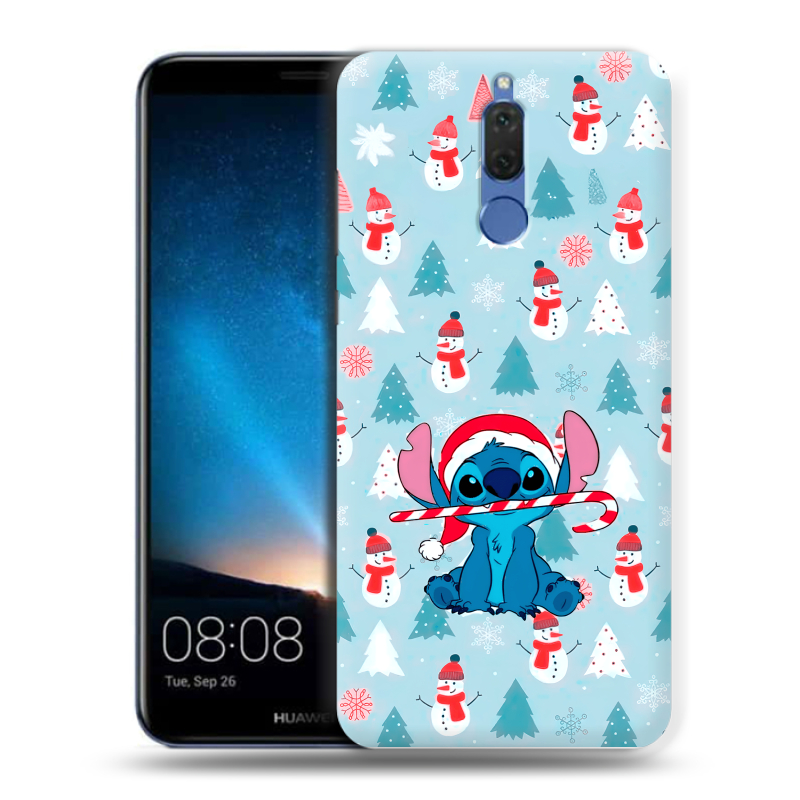 Силиконовый чехол на Huawei Nova 2i с принтом Стич Новый год Силиконовый чехол на Huawei Nova 2i с принтом Стич Новый год