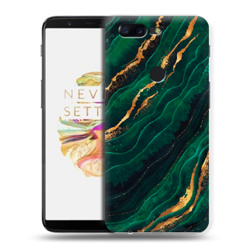 Силиконовый чехол на OnePlus 5T с принтом Мрамор зеленое золото Силиконовый чехол на OnePlus 5T с принтом Мрамор зеленое золото