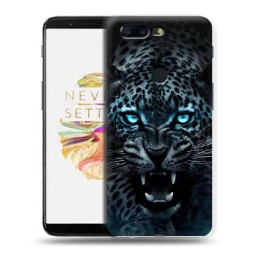 Силиконовый чехол на OnePlus 5T с принтом Темный леопард