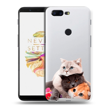 Силиконовый чехол на OnePlus 5T с принтом Кошки Силиконовый чехол на OnePlus 5T с принтом Кошки