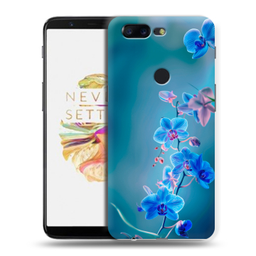 Силиконовый чехол на OnePlus 5T с принтом Голубые цветы