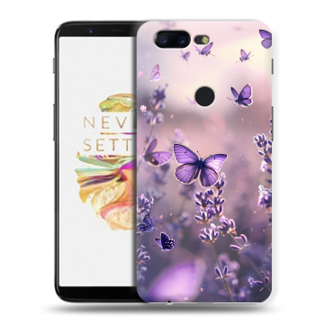Силиконовый чехол на OnePlus 5T с принтом бабочки и лаванда