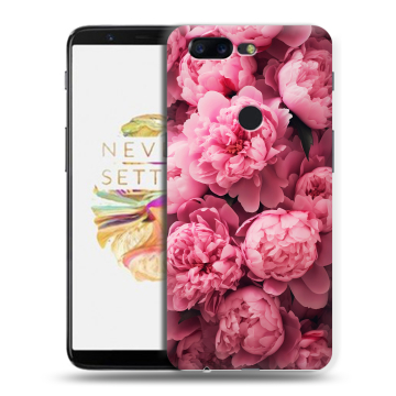 Силиконовый чехол на OnePlus 5T с принтом цветы пионы