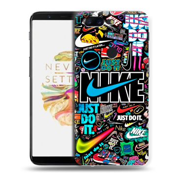 Силиконовый чехол на OnePlus 5T с принтом найк nike черный