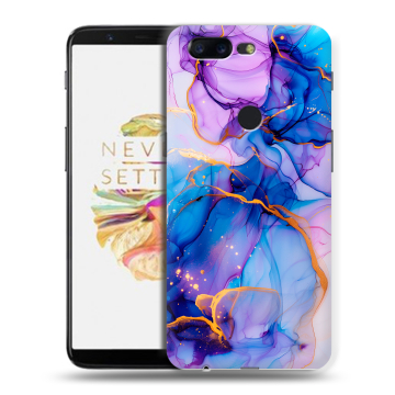 Силиконовый чехол на OnePlus 5T с принтом синий мрамор
