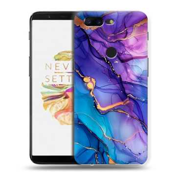 Силиконовый чехол на OnePlus 5T с принтом синий мрамор