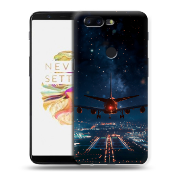 Силиконовый чехол на OnePlus 5T с принтом самолет