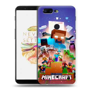 Силиконовый чехол на OnePlus 5T с принтом Майнкрафт Minecraft