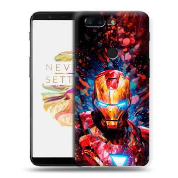Силиконовый чехол на OnePlus 5T с принтом Железный человек Ironman