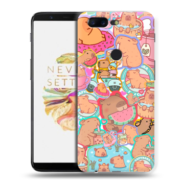 Силиконовый чехол на OnePlus 5T с принтом капибары