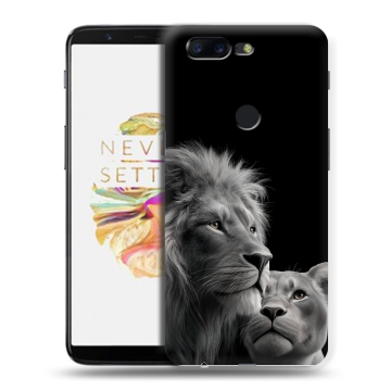 Силиконовый чехол на OnePlus 5T с принтом Лев кошки