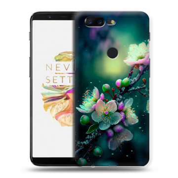 Силиконовый чехол на OnePlus 5T с принтом Цветы и мрамор Силиконовый чехол на OnePlus 5T с принтом Цветы и мрамор