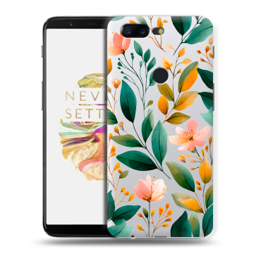 Силиконовый чехол на OnePlus 5T с принтом Цветы паттерн
