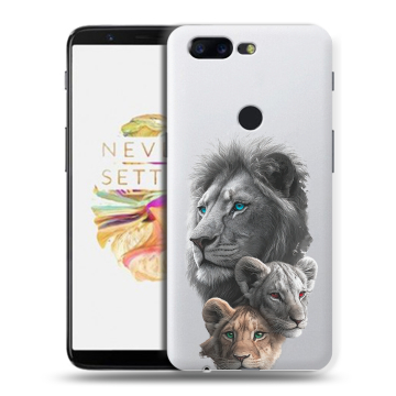 Силиконовый чехол на OnePlus 5T с принтом Львы