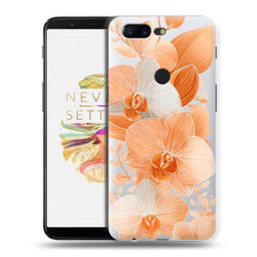 Силиконовый чехол на OnePlus 5T с принтом Бежевые цветы