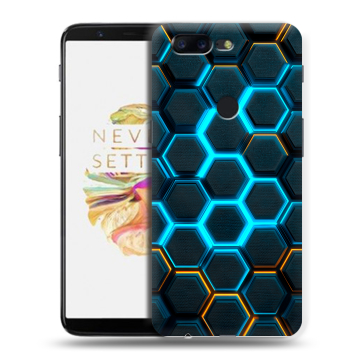 Силиконовый чехол на OnePlus 5T с принтом Неоновые соты