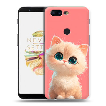 Силиконовый чехол на OnePlus 5T с принтом Розовый котенок