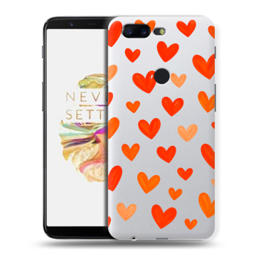 Силиконовый чехол на OnePlus 5T с принтом Сердечки