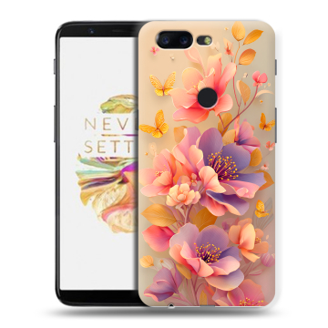 Силиконовый чехол на OnePlus 5T с принтом Цветы и бабочки Силиконовый чехол на OnePlus 5T с принтом Цветы и бабочки