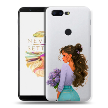 Силиконовый чехол на OnePlus 5T с принтом девушка цветы Силиконовый чехол на OnePlus 5T с принтом девушка цветы
