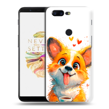 Силиконовый чехол на OnePlus 5T с принтом корги