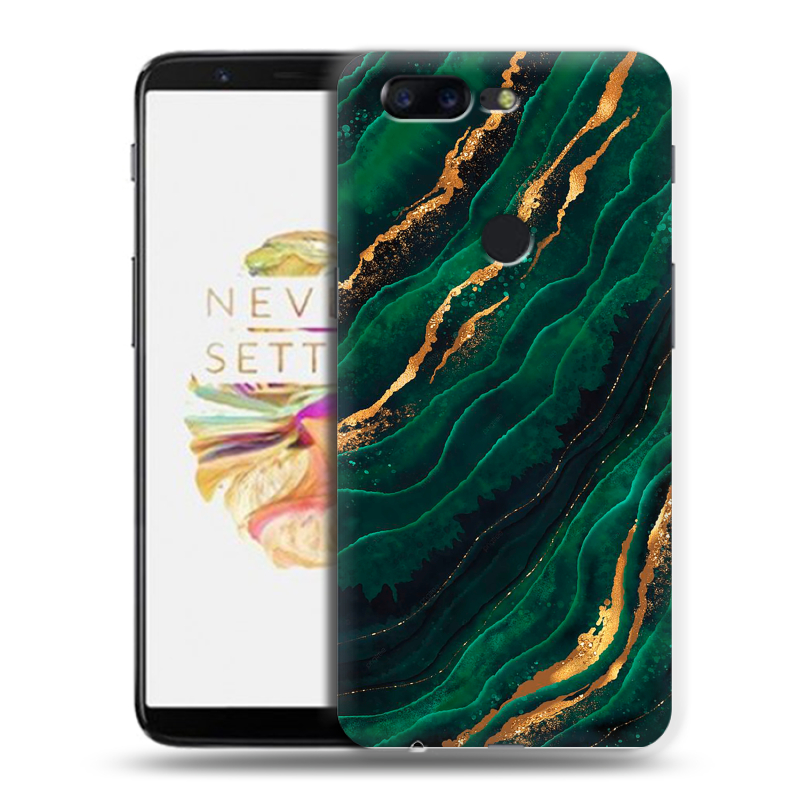 Силиконовый чехол на OnePlus 5T с принтом Мрамор зеленое золото Силиконовый чехол на OnePlus 5T с принтом Мрамор зеленое золото