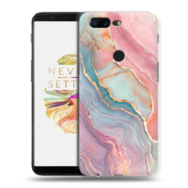 Силиконовый чехол на OnePlus 5T с принтом розовый мрамор Силиконовый чехол на OnePlus 5T с принтом розовый мрамор