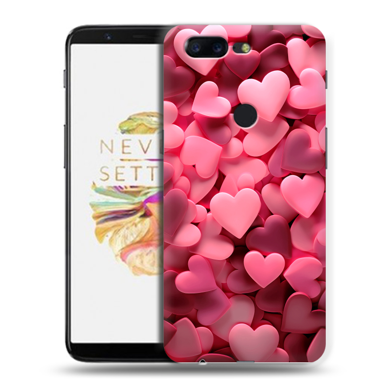 Силиконовый чехол на OnePlus 5T с принтом розовые сердечки Силиконовый чехол на OnePlus 5T с принтом розовые сердечки