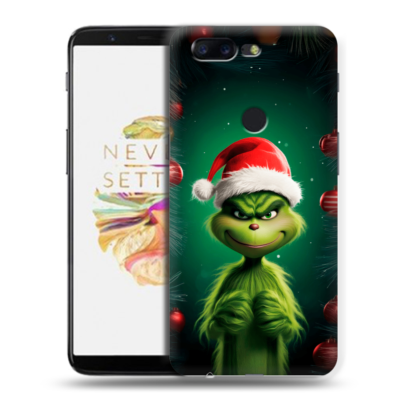 Пластиковый чехол на OnePlus 5T с принтом Гринч Новый год Рождество Пластиковый чехол на OnePlus 5T с принтом Гринч Новый год Рождество
