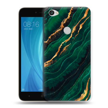 Силиконовый чехол на Xiaomi RedMi Note 5A Prime с принтом Мрамор зеленое золото Силиконовый чехол на Xiaomi RedMi Note 5A Prime с принтом Мрамор зеленое золото