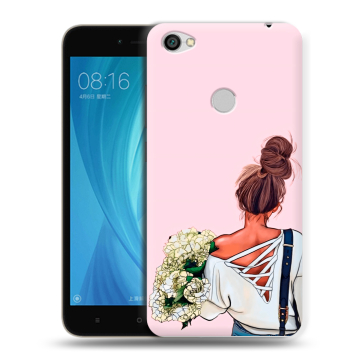 Силиконовый чехол на Xiaomi RedMi Note 5A Prime с принтом Девушка и букет Силиконовый чехол на Xiaomi RedMi Note 5A Prime с принтом Девушка и букет