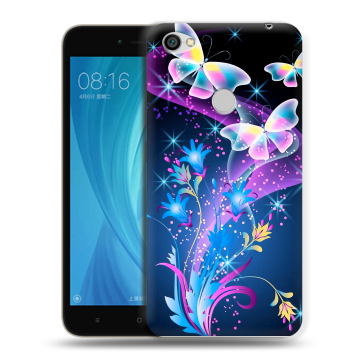 Силиконовый чехол на Xiaomi RedMi Note 5A Prime с принтом Бабочки Силиконовый чехол на Xiaomi RedMi Note 5A Prime с принтом Бабочки