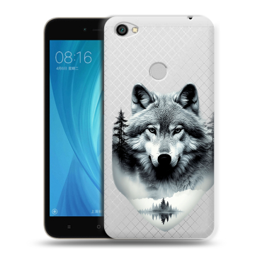 Силиконовый чехол на Xiaomi RedMi Note 5A Prime с принтом Волк в лесу Силиконовый чехол на Xiaomi RedMi Note 5A Prime с принтом Волк в лесу