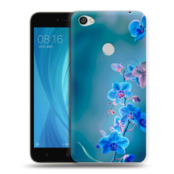 Силиконовый чехол на Xiaomi RedMi Note 5A Prime с принтом Голубые цветы Силиконовый чехол на Xiaomi RedMi Note 5A Prime с принтом Голубые цветы