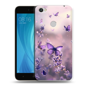 Силиконовый чехол на Xiaomi RedMi Note 5A Prime с принтом бабочки и лаванда Силиконовый чехол на Xiaomi RedMi Note 5A Prime с принтом бабочки и лаванда