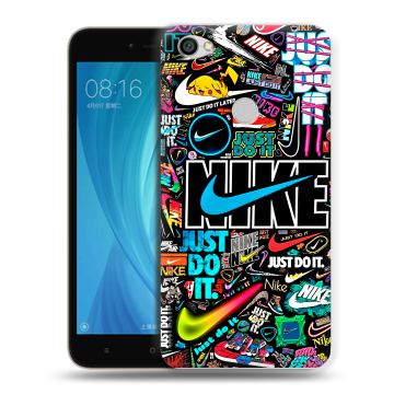 Силиконовый чехол на Xiaomi RedMi Note 5A Prime с принтом найк nike черный