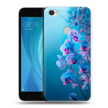 Силиконовый чехол на Xiaomi RedMi Note 5A Prime с принтом голубые орхидеи Силиконовый чехол на Xiaomi RedMi Note 5A Prime с принтом голубые орхидеи