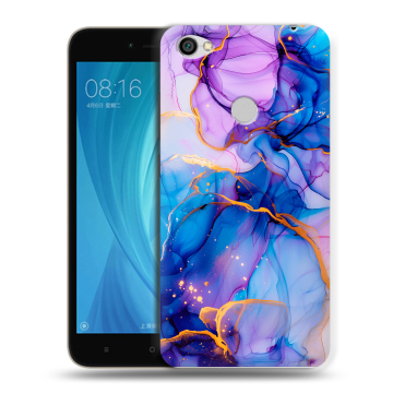 Силиконовый чехол на Xiaomi RedMi Note 5A Prime с принтом синий мрамор Силиконовый чехол на Xiaomi RedMi Note 5A Prime с принтом синий мрамор