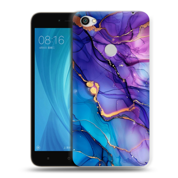 Силиконовый чехол на Xiaomi RedMi Note 5A Prime с принтом синий мрамор Силиконовый чехол на Xiaomi RedMi Note 5A Prime с принтом синий мрамор