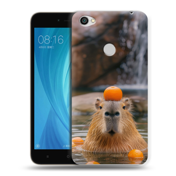 Силиконовый чехол на Xiaomi RedMi Note 5A Prime с принтом Капибара с апельсином Силиконовый чехол на Xiaomi RedMi Note 5A Prime с принтом Капибара с апельсином