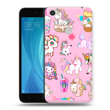 Силиконовый чехол на Xiaomi RedMi Note 5A Prime с принтом розовые единороги Силиконовый чехол на Xiaomi RedMi Note 5A Prime с принтом розовые единороги
