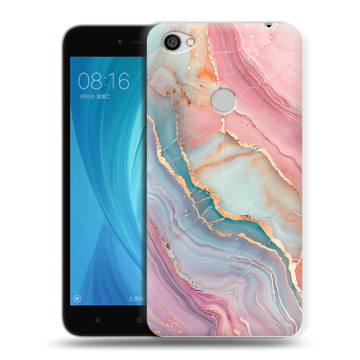 Силиконовый чехол на Xiaomi RedMi Note 5A Prime с принтом розовый мрамор Силиконовый чехол на Xiaomi RedMi Note 5A Prime с принтом розовый мрамор