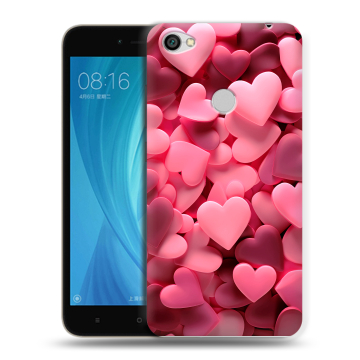 Силиконовый чехол на Xiaomi RedMi Note 5A Prime с принтом розовые сердечки Силиконовый чехол на Xiaomi RedMi Note 5A Prime с принтом розовые сердечки