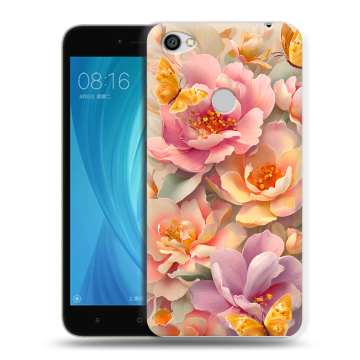 Силиконовый чехол на Xiaomi RedMi Note 5A Prime с принтом Цветы и бабочки