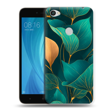 Силиконовый чехол на Xiaomi RedMi Note 5A Prime с принтом Листья и золото