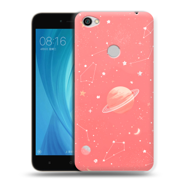 Силиконовый чехол на Xiaomi RedMi Note 5A Prime с принтом Розовый космос