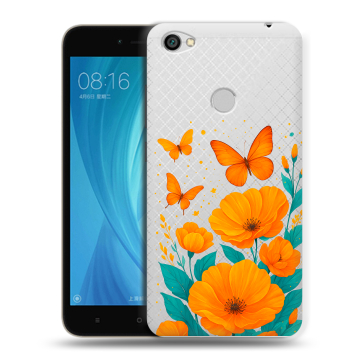 Силиконовый чехол на Xiaomi RedMi Note 5A Prime с принтом цветы бабочки