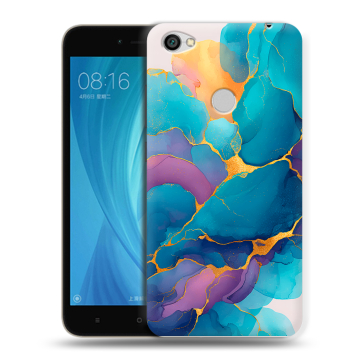 Силиконовый чехол на Xiaomi RedMi Note 5A Prime с принтом Мрамор блестки